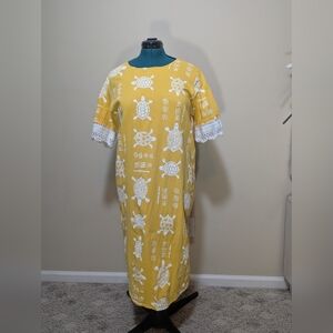 Yellow Turtle Dress With Crochet Sleeve Detail